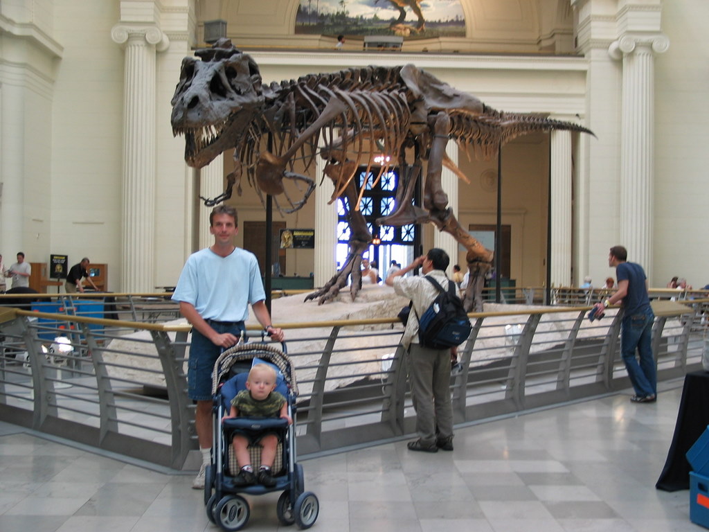 Sue
Tim and William pose with "Sue", the world's most complete dinosaur skeleton
