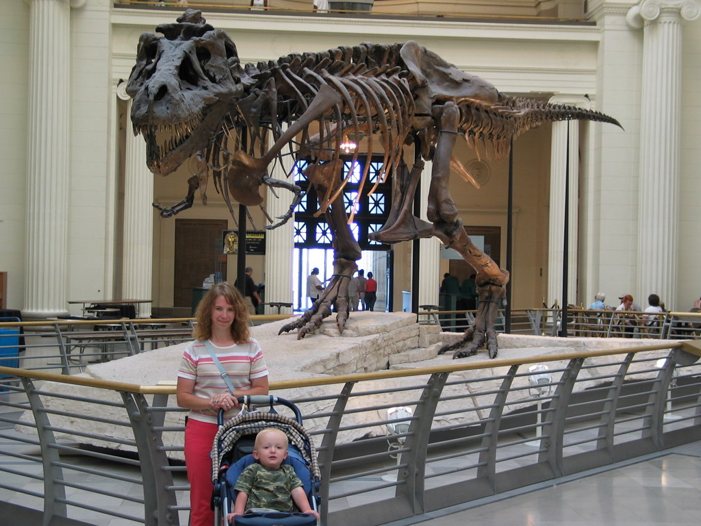 Sue
Cathy and William pose with "Sue", the world's most complete dinosaur skeleton
