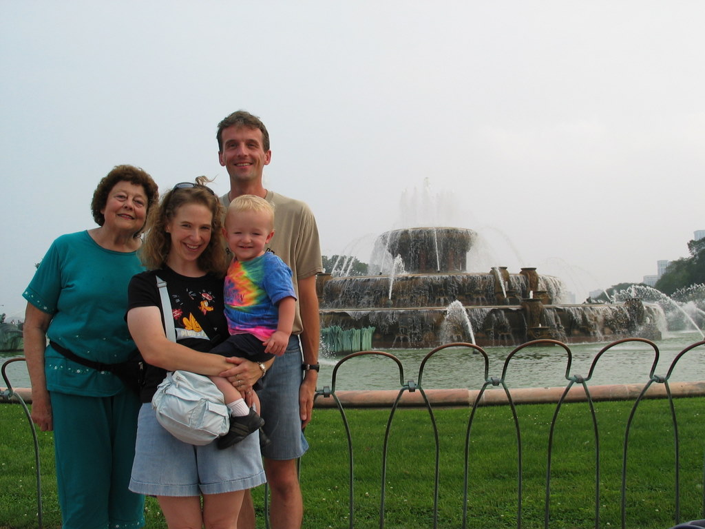 Group Shot
Grandma comes in for a pose with Buckingham Fountain.
