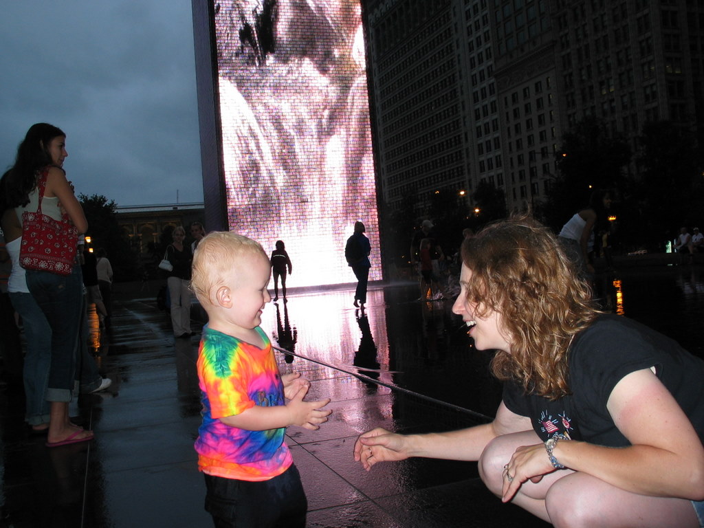 Crown Fountain
William gets ready to wade in the Crown Fountain.

