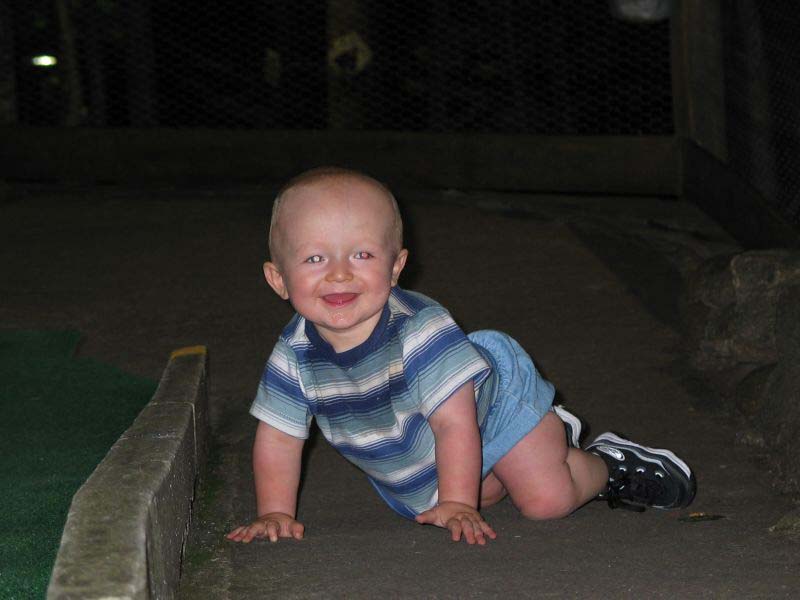 Mini-Golf
William had fun crawling around the mini golf course that we played at.
