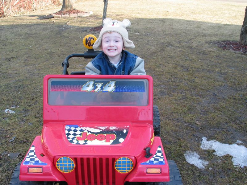 William's Jeep
William takes the Jeep out for a spin in the yard.  This was a miserable winter and the snow just didn't want to go away...
