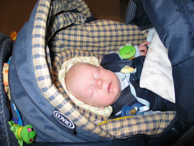 Andrew at Two Months
A 2-month old Andrew sleeps in his car seat.
