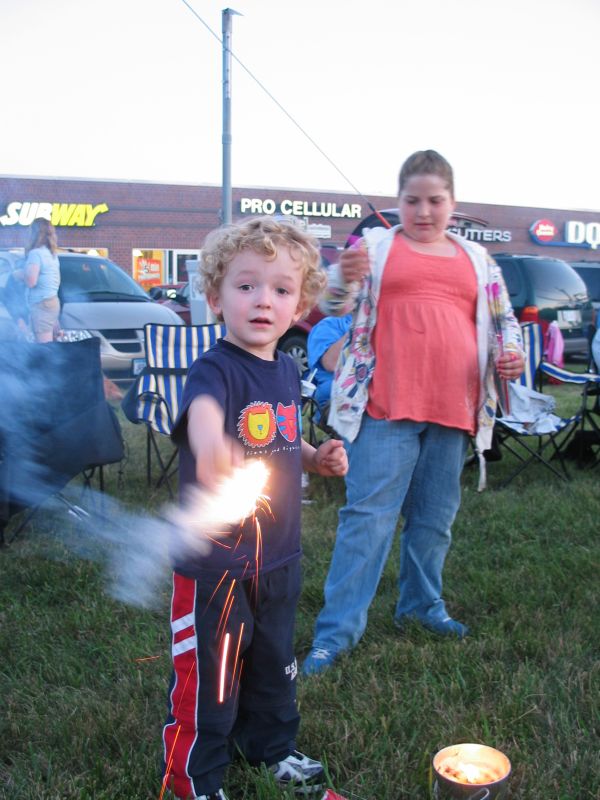 More sparklers
William tries out another sparkler.
