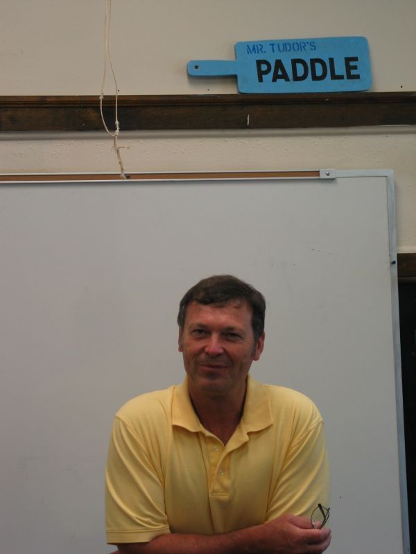 Mr. Tudor's Paddle
Mr. Tudor has taught social studies/history at M-T since the early 80's.  He was Tim's track coach as well as coached some great football teams over the years.
