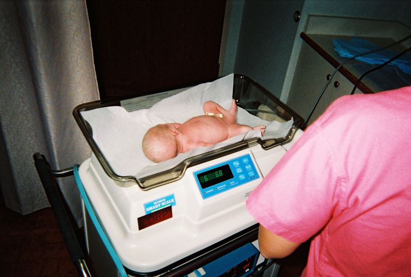 Weighed
Andrew gets weighed:  6 pounds, 7 oz.
