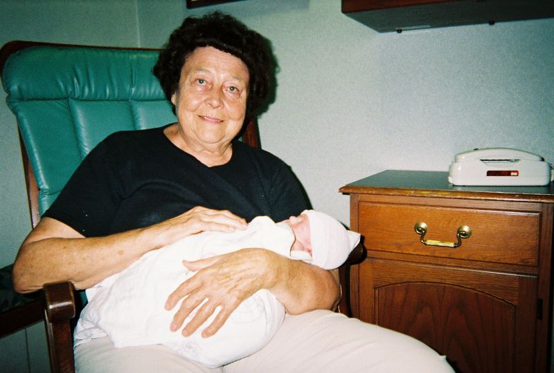 Grandma and Andrew
While all the commotion was happening in the hospital room, Grandma stayed in the car with William.  Eventually Tim retrieved them and they got to see baby Andrew.
