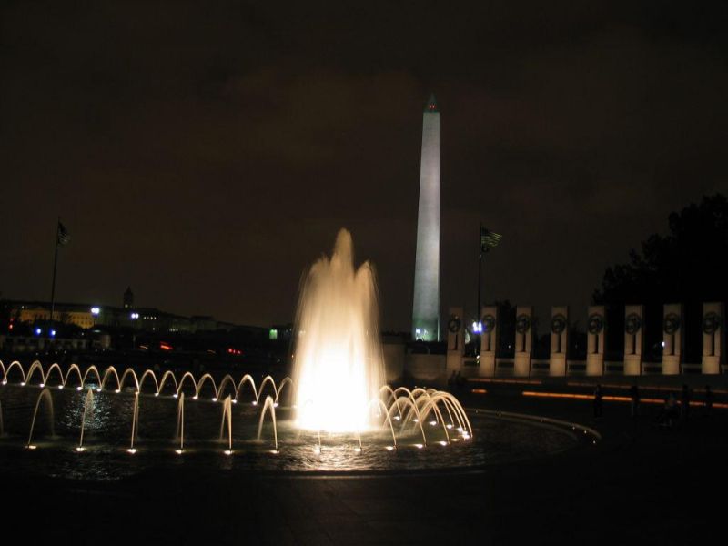 WWII Memorial at Night
Here is a nightime picture of the WWII Memorial.  The memorial is equally beautiful day and night.

