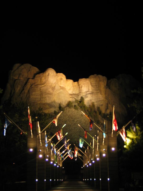 Rushmore and Avenue of the Flags at Night
