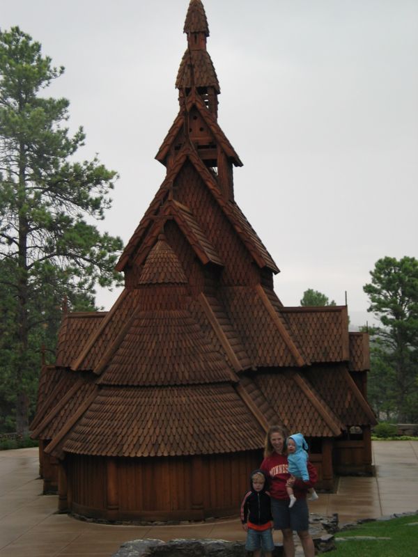 Chapel in the Hills
The replica Stavekirke in Rapid City.  It was pouring when we visitied so this is the only picture we have.
