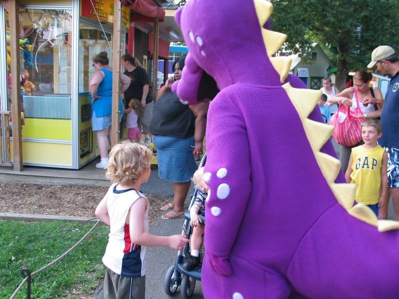 Purple Dinosaur
No, not Barney-- this is Dutch Wonderland's mascot.

