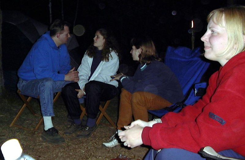 Talking 'round the Fire
Some of the best times were had after dark around the campfire.  Here we toasted marshmallows, made s'mores, talked about many subjects, both fun and serious...
